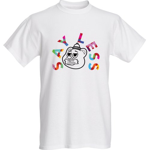 Color Pop Bear Tee — White, artwork by Nika B