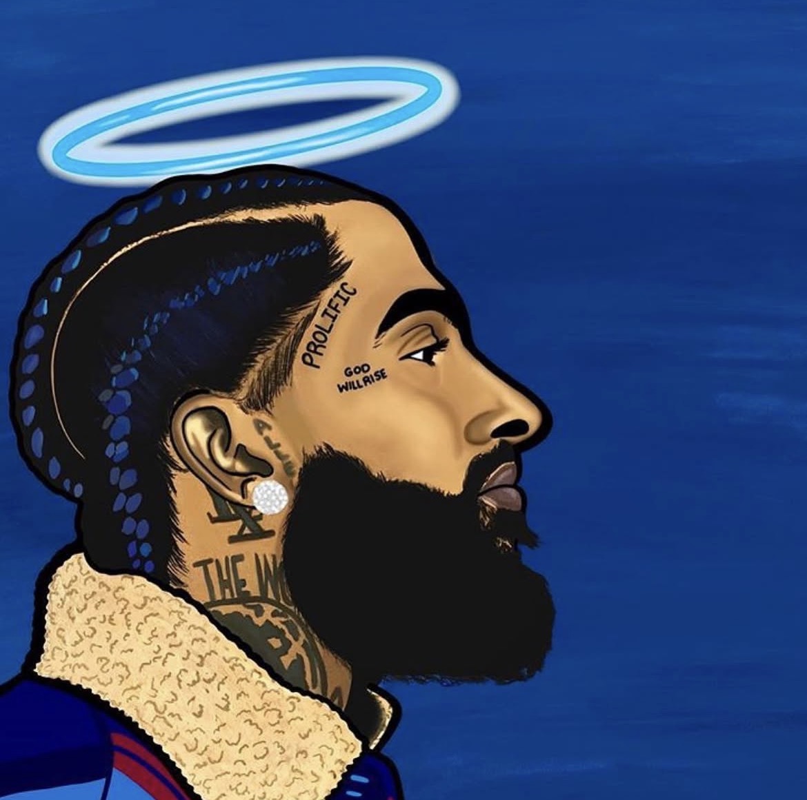 Digital Nipsey Hussle tribute artwork featured at The Art Hub NYC