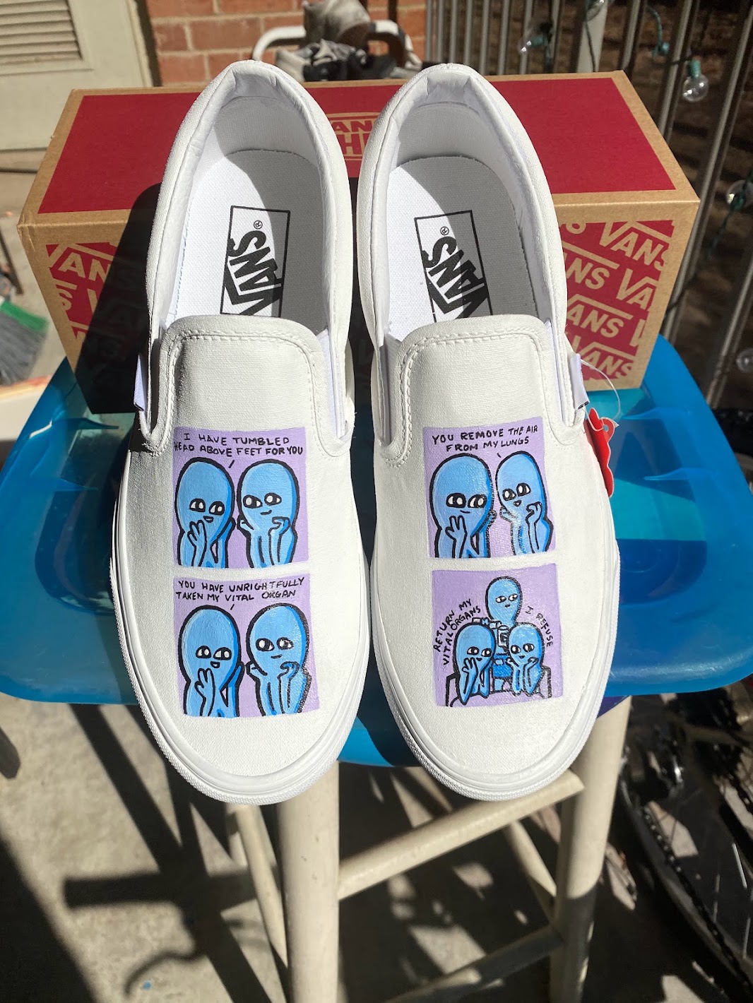 Illustrated comic Vans, hand-painted by Nika B