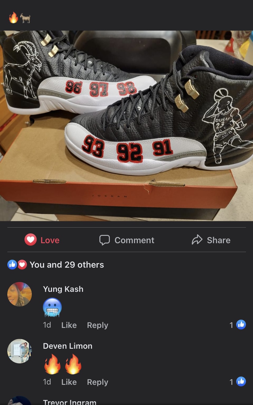 Basketball tribute sneakers, hand-painted by Nika B