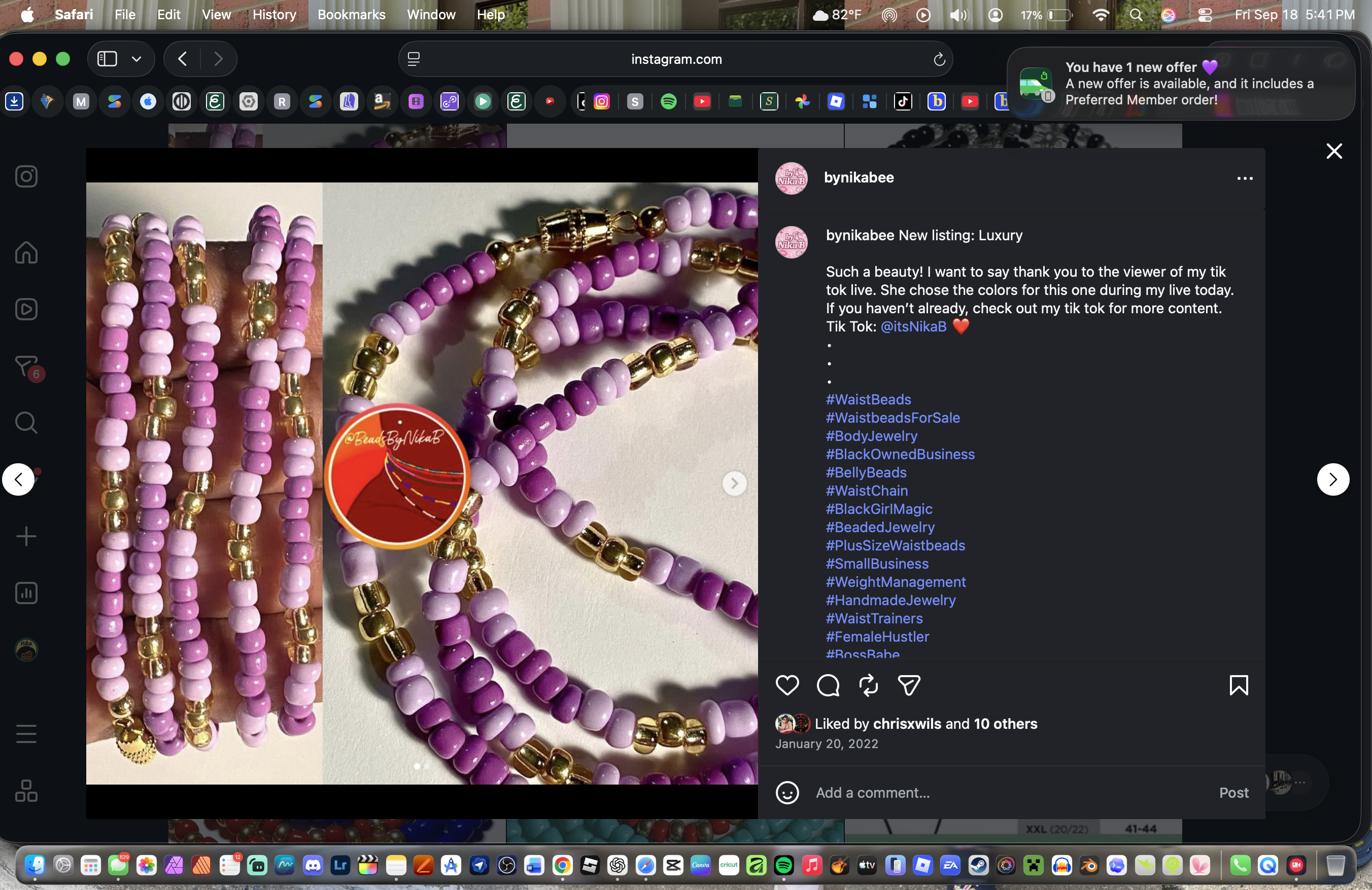 Purple, lavender & gold waist beads handmade by Nika B
